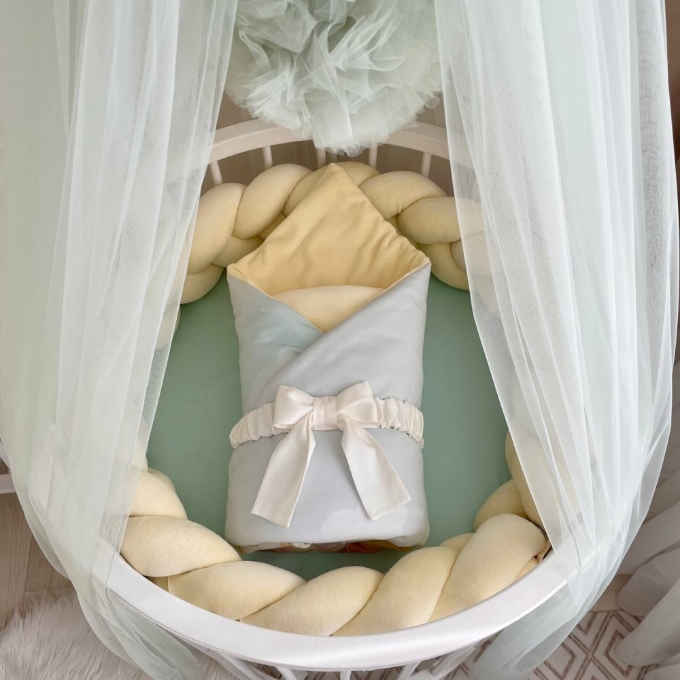 Set lenjerie pentru Patut Bebe din 6 piese Lion crem (22)